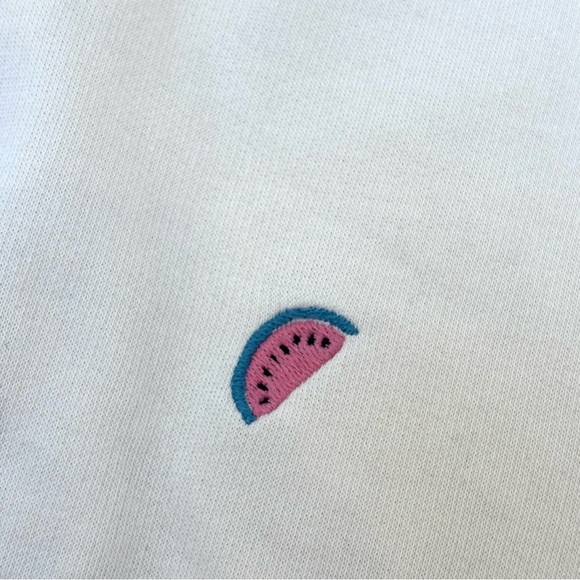 Loft Lou & Grey Embroidered Fruity Cozy Cotton Terry Lounge Shorts Cream Multi L - Picture 9 of 10